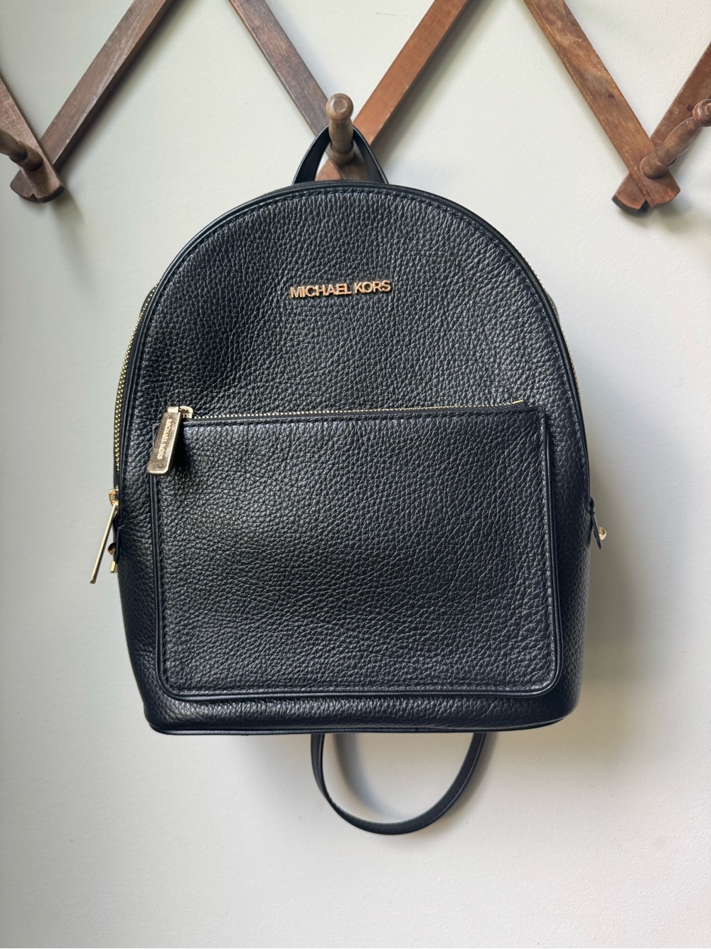 NWT! Michael Kors Adina Medium Black Pebbled Leather Backpack